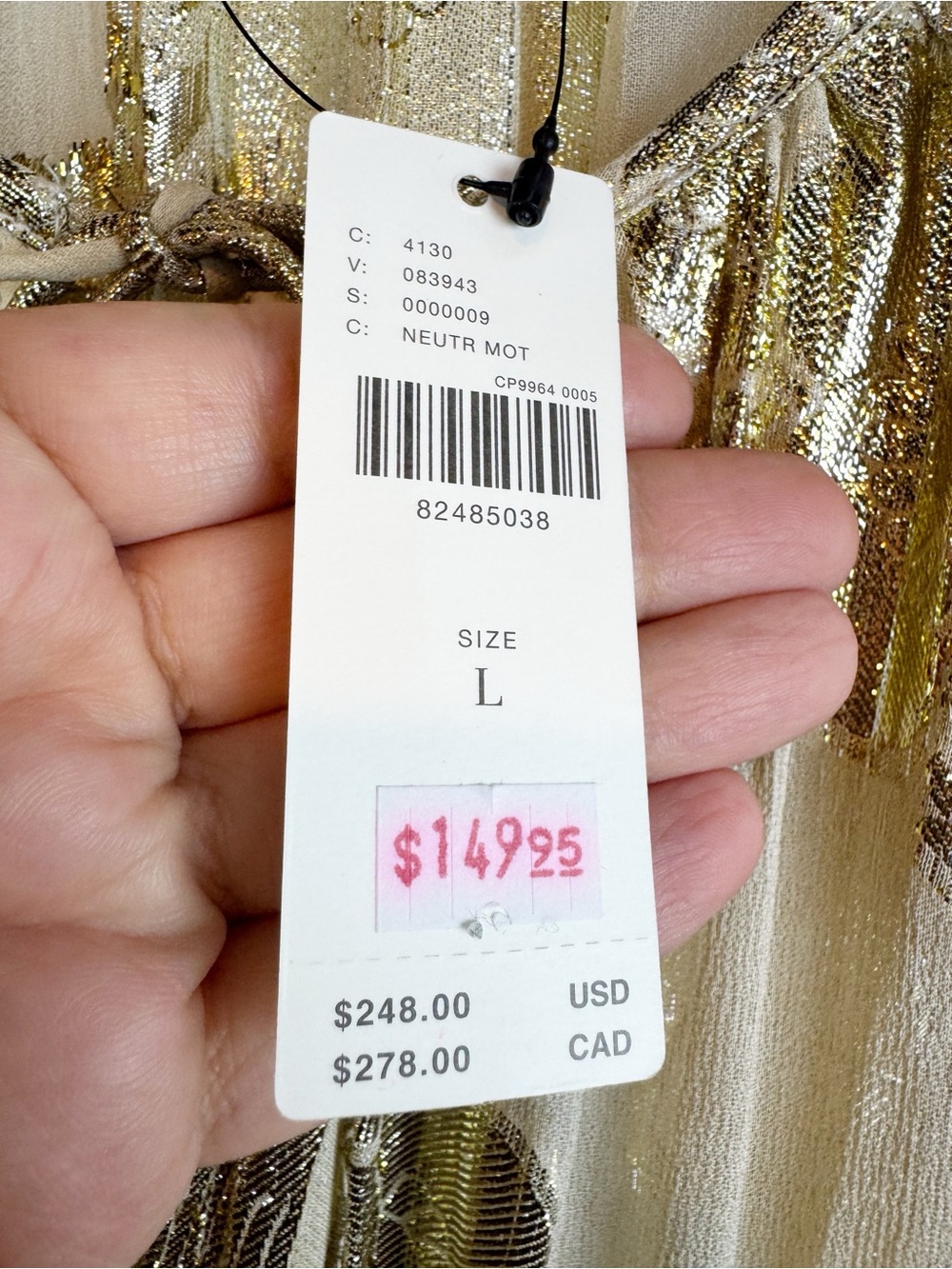 Anthropologie (Pinnacle) | Sheer Metallic Gold Dress, L NWT - Picture 8 of 15